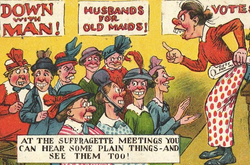 Illustration for article titled Old Cartoon Depicts Suffragettes as Saw-Toothed Crones